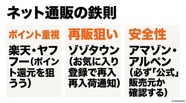 2002rをネット通販で買う際のコツ。楽天・ヤフーでのポイント還元、ZOZOTOWNの再入荷通知、Amazon等での公式販売元確認の重要性を解説。